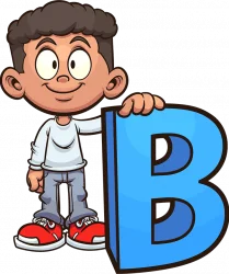 Character B illustration for advanced phonics classes, children aged 7 to 12