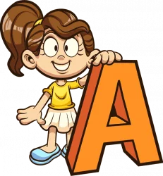 Character A illustration for online phonics classes, children aged 4 to 6
